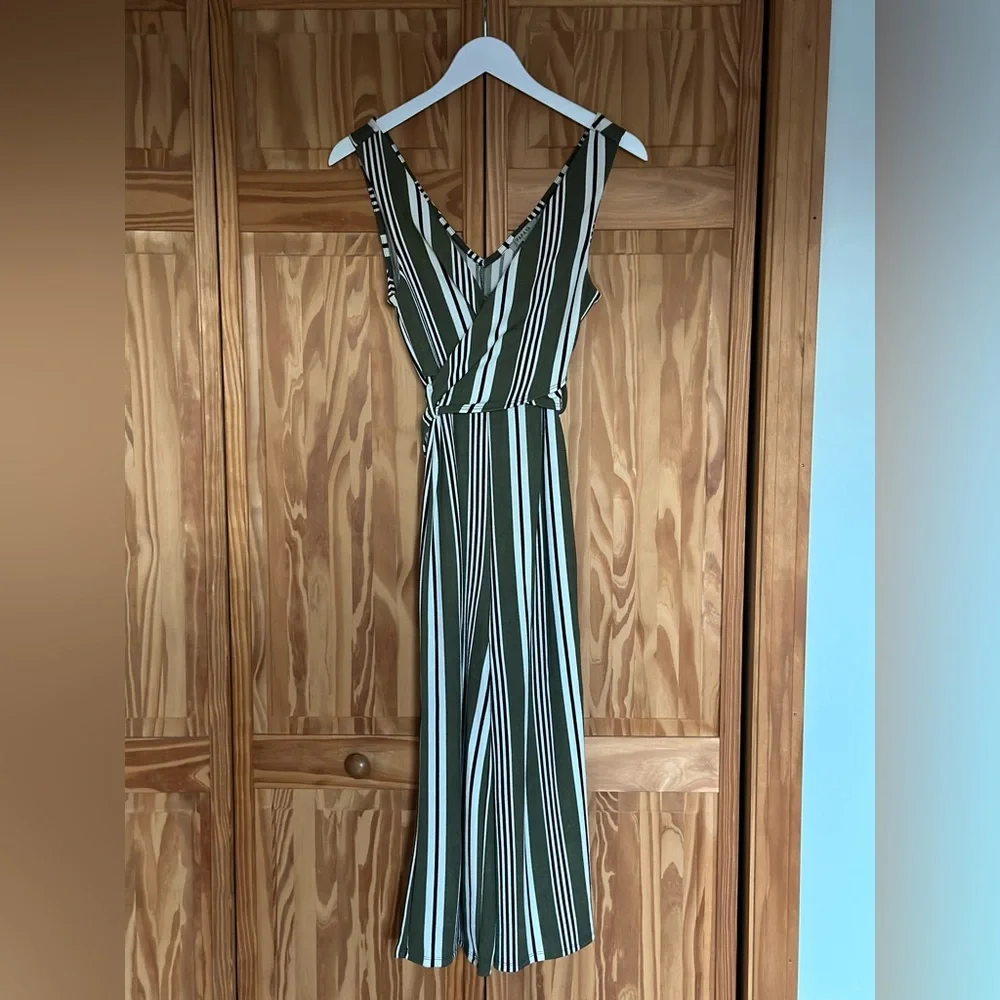Olive Green, White, and Black Jumpsuit - Picture 1 of 2